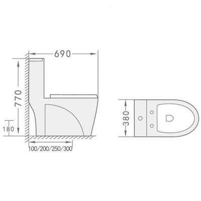 300mm サイフォニックの一つの洗面所衛生製品WCで大体の形になる400mm