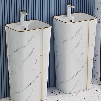 単一の穴の金ラインとの円柱陶磁器の芸術の洗面器の大理石の設計