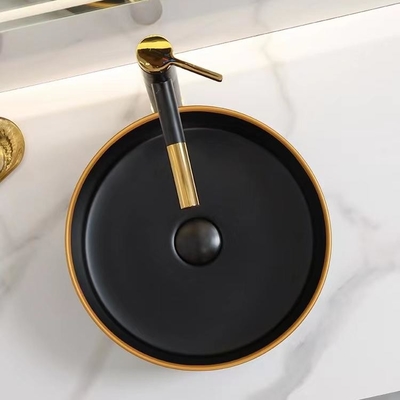 カウンタートップの陶磁器の円形の陶磁器の洗面器無光沢の光沢がある黒い色