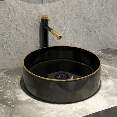 カウンタートップの陶磁器の円形の陶磁器の洗面器無光沢の光沢がある黒い色