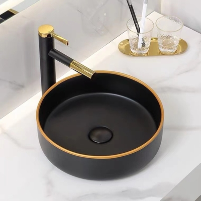 カウンタートップの陶磁器の円形の陶磁器の洗面器無光沢の光沢がある黒い色