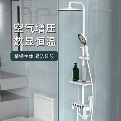 4つの機能の磨かれた白い真鍮の壁に取り付けられたにわか雨